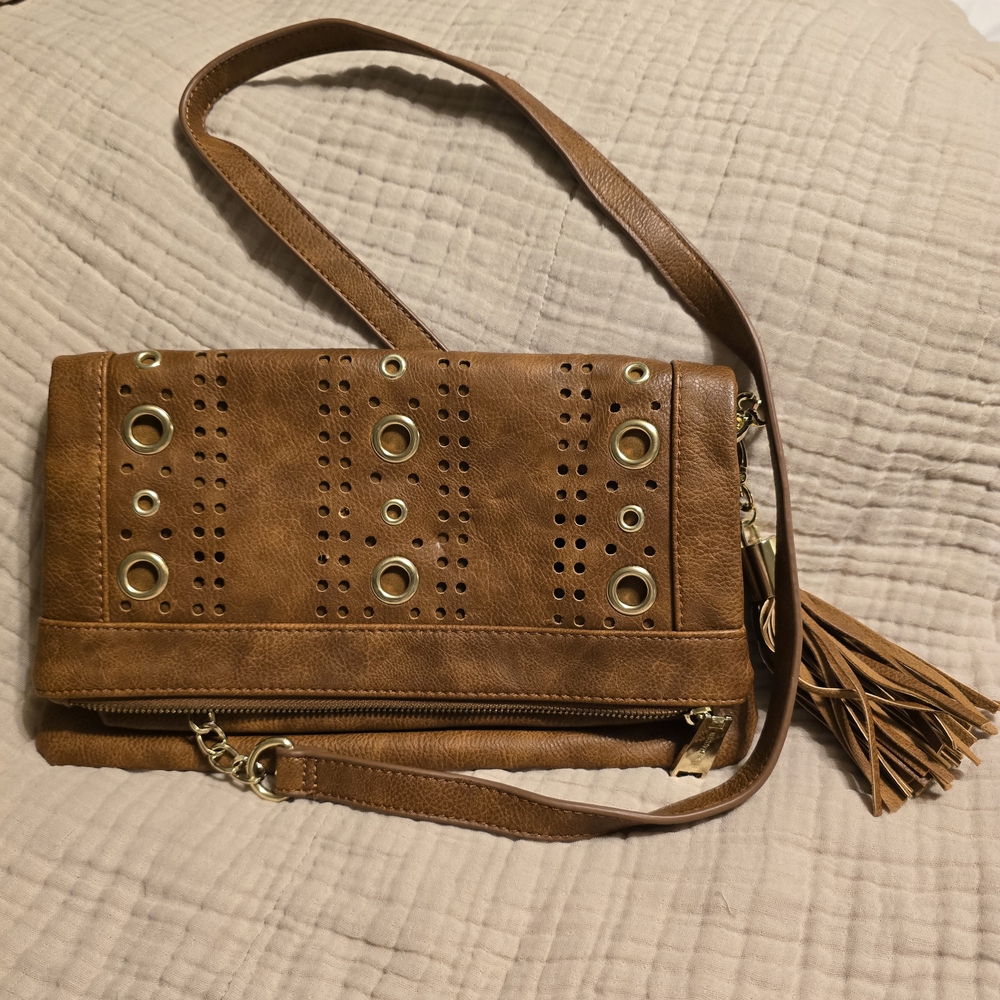 Steve Madden Tan Crossbody Bag with Gold Accents